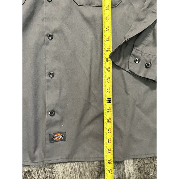 Dickies Flex Men’s Large Gray Long Sleeve Work Shirt Button Front Utility Top - Picture 4 of 7